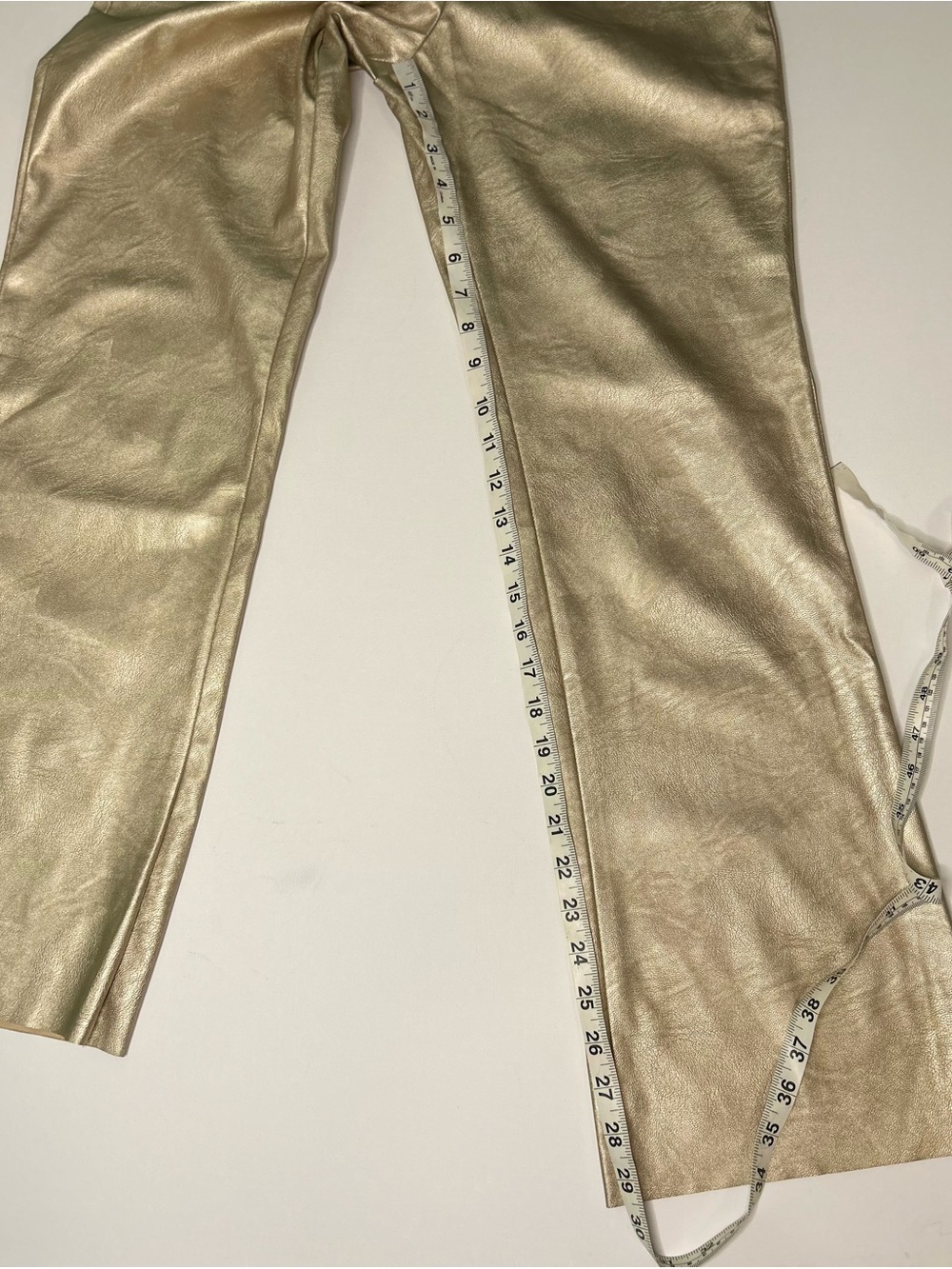 CeCe Women's Metallic Gold Faux Leather High Rise Bootcut Pants - Picture 8 of 9